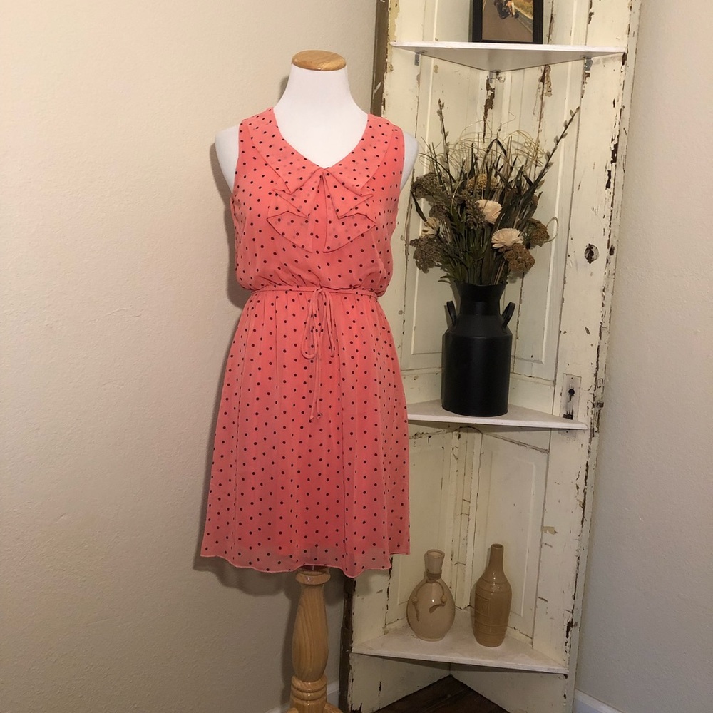 Donated! Sweet Storm Peach Polka Dot Dress